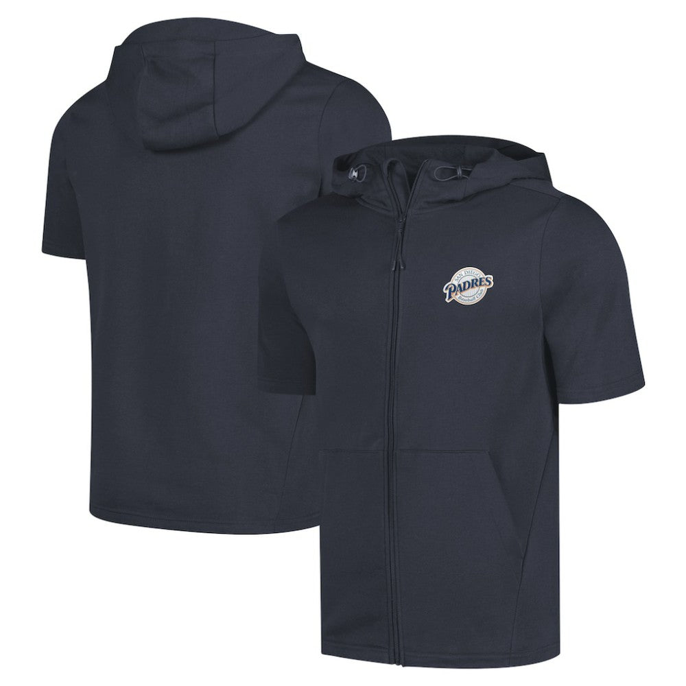 Navy San Diego Padres Levelwear Recruit Short Sleeve Full-Zip Hoodie