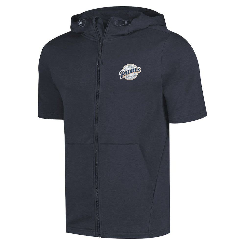 Navy San Diego Padres Levelwear Recruit Short Sleeve Full-Zip Hoodie