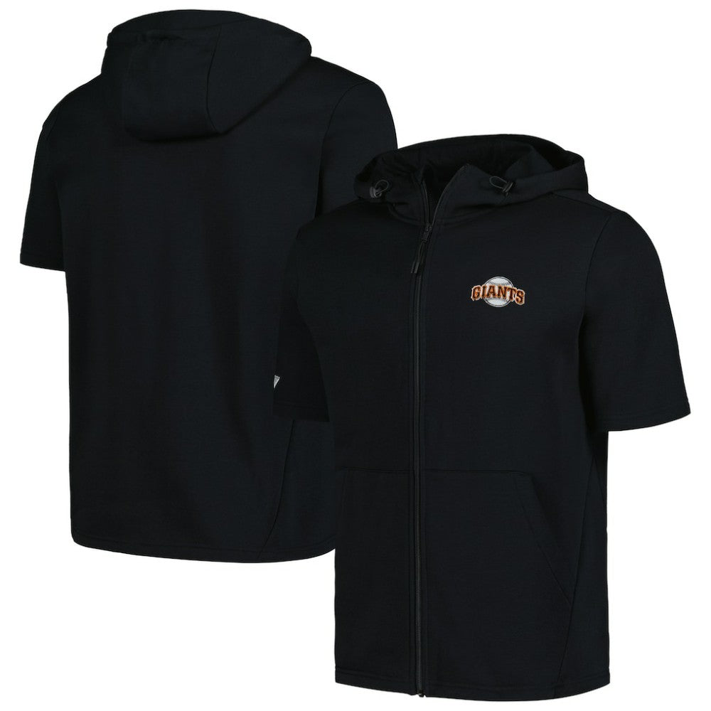 Black San Francisco Giants Levelwear Recruit Short Sleeve Full-Zip Hoodie