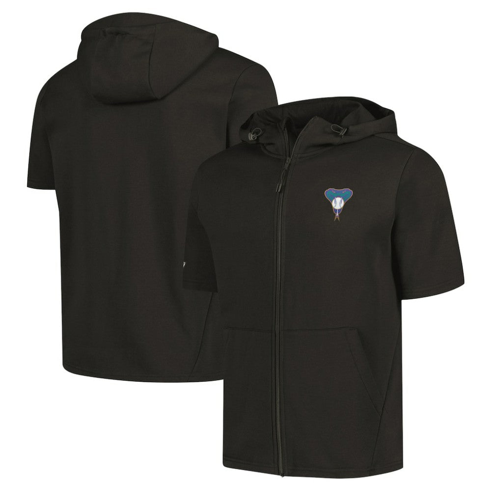 Black Arizona Diamondbacks Levelwear Recruit Short Sleeve Full-Zip Hoodie