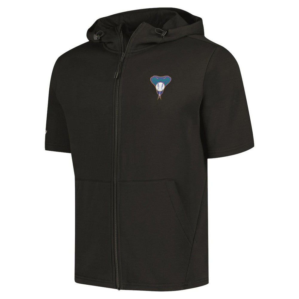 Black Arizona Diamondbacks Levelwear Recruit Short Sleeve Full-Zip Hoodie
