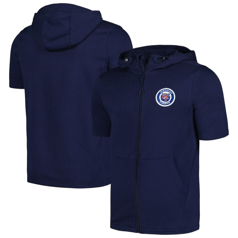 Navy Detroit Tigers Levelwear Recruit Short Sleeve Full-Zip Hoodie