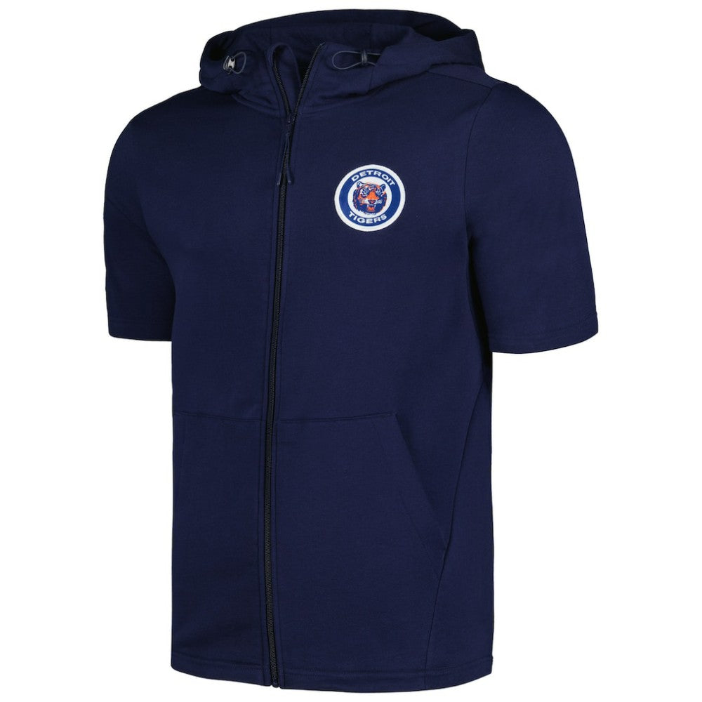 Navy Detroit Tigers Levelwear Recruit Short Sleeve Full-Zip Hoodie