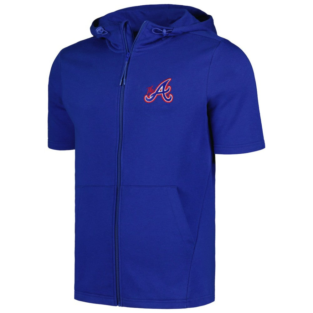 Royal Atlanta Braves Levelwear Recruit Short Sleeve Full-Zip Hoodie
