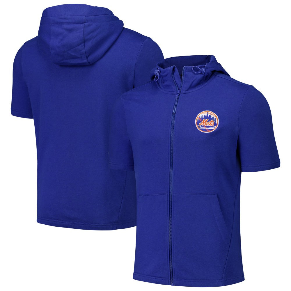 Royal New York Mets Levelwear Recruit Short Sleeve Full-Zip Hoodie