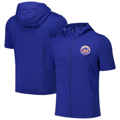 Royal New York Mets Levelwear Recruit Short Sleeve Full-Zip Hoodie