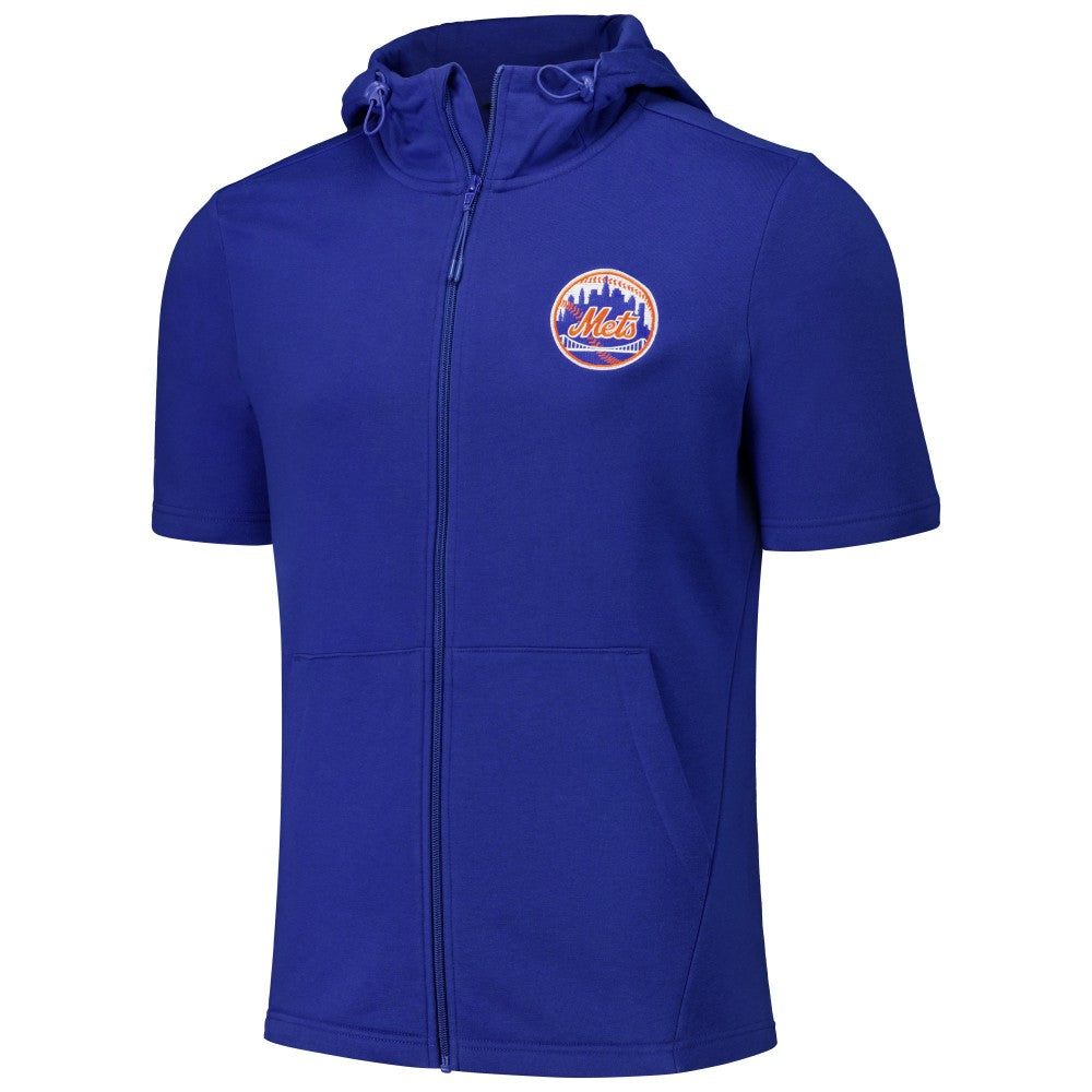 Royal New York Mets Levelwear Recruit Short Sleeve Full-Zip Hoodie