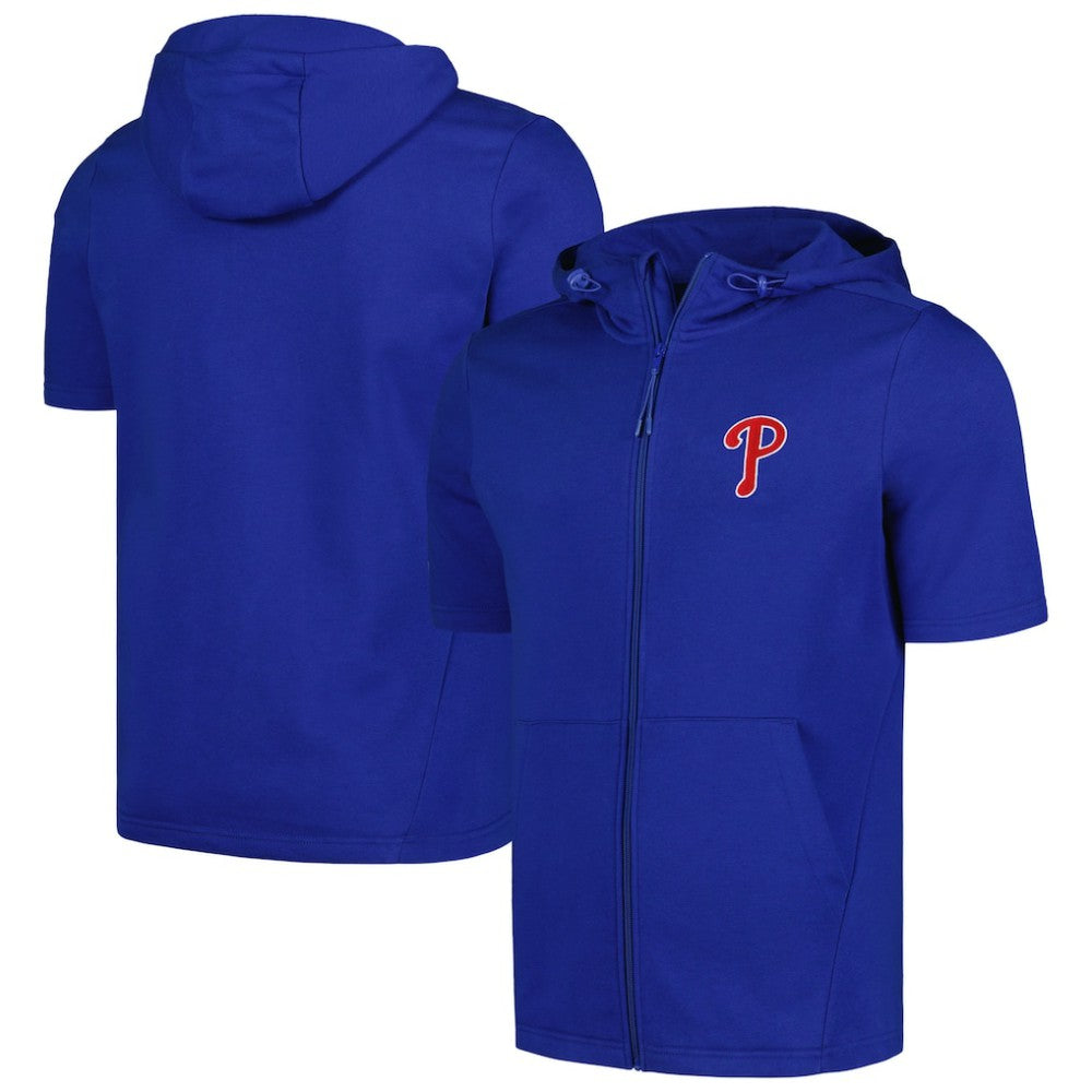 Royal Philadelphia Phillies Levelwear Recruit Short Sleeve Full-Zip Hoodie