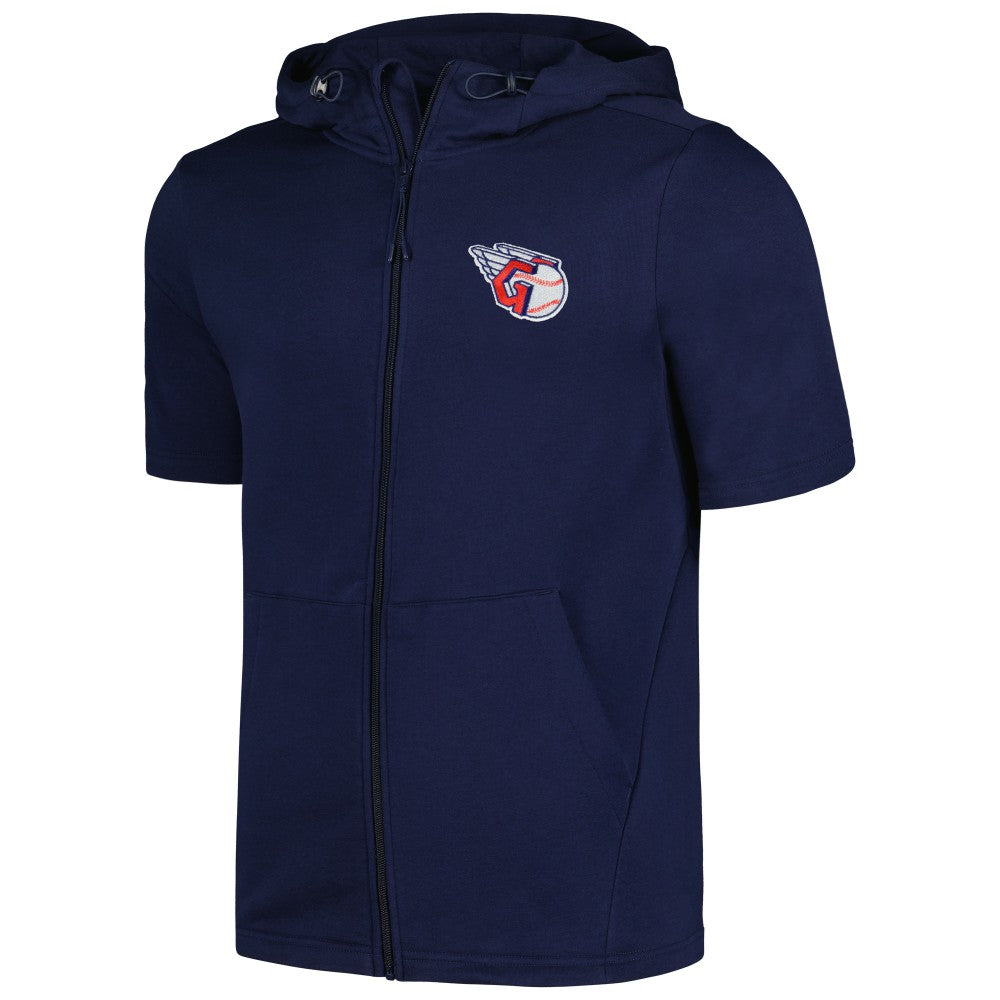 Navy Cleveland Guardians Levelwear Recruit Short Sleeve Full-Zip Hoodie