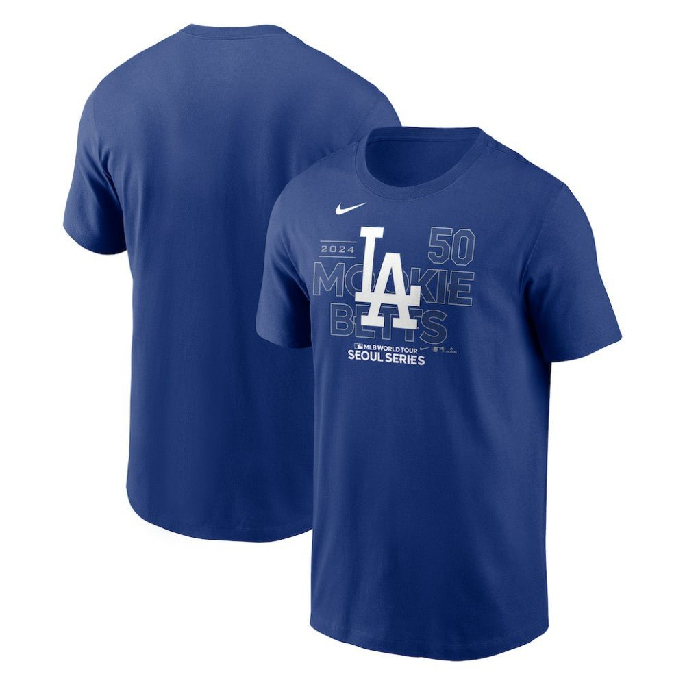 Royal Mookie Betts Los Angeles Dodgers Nike 2024 MLB World Tour Seoul Series Player Name & Number Event Stack T-Shirt