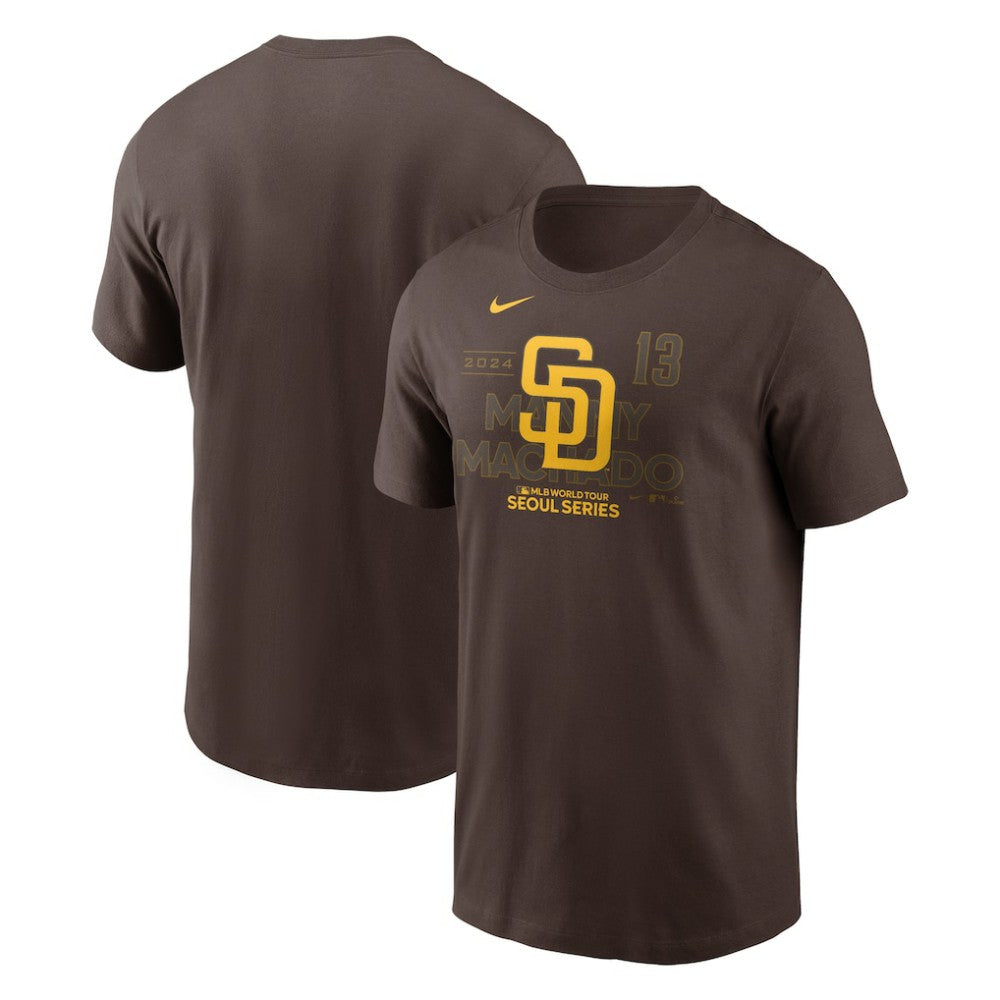 Brown Manny Machado San Diego Padres Nike 2024 MLB World Tour Seoul Series Player Name & Number Event Stack T-Shirt