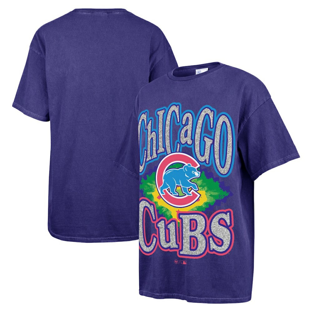 Navy Chicago Cubs '47 Women's Flashing Lights Boyfriend T-Shirt