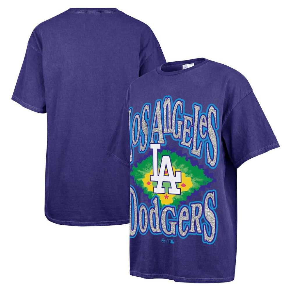 Navy Los Angeles Dodgers '47 Women's Flashing Lights Boyfriend T-Shirt