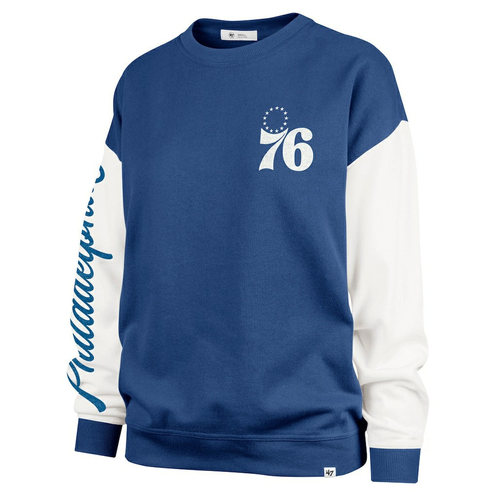 47 brand Philadelphia 76ers '47 Women's Rise Andie Oversized Pullover Sweatshirt