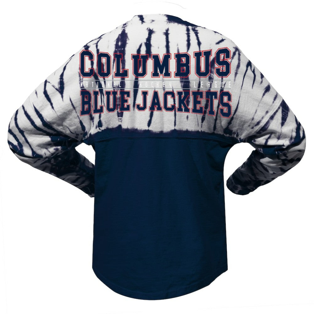 NHL Columbus Blue Jackets Spirit Jersey Unisex Crystal Half Dye Long Sleeve T-Shirt