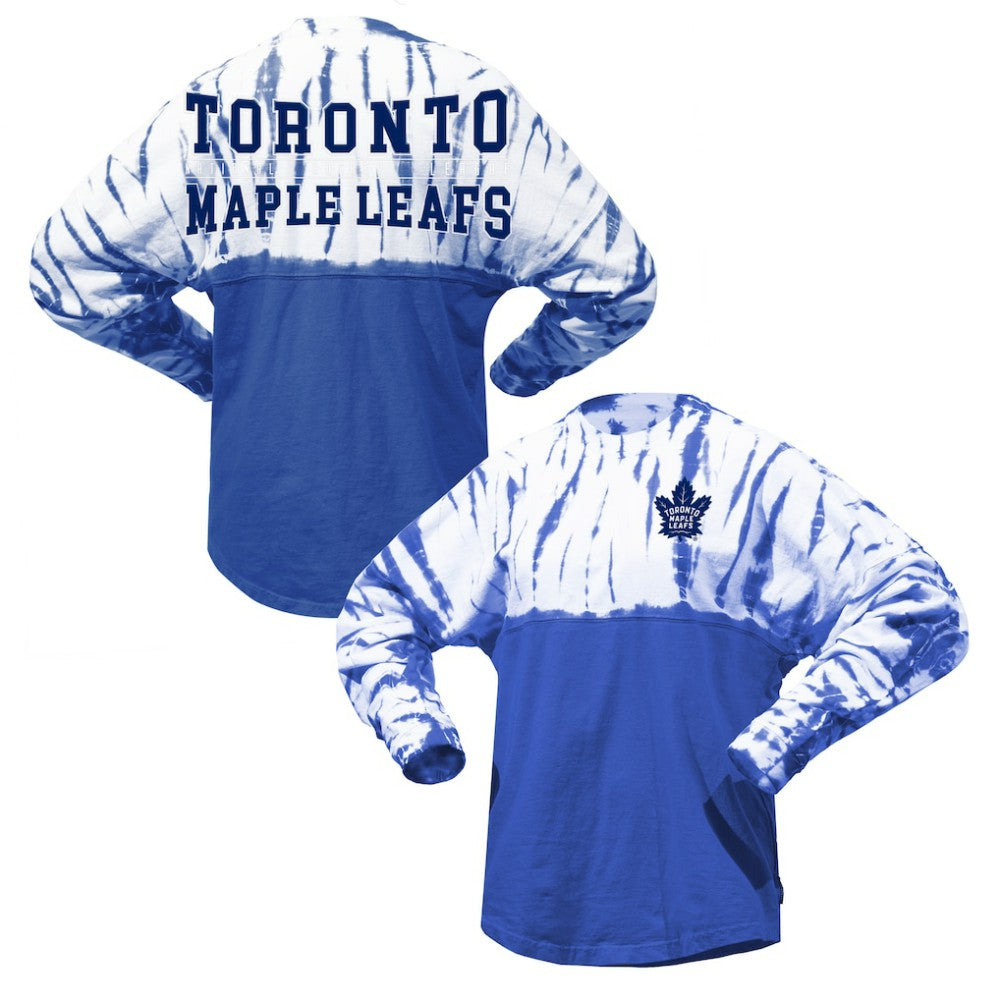 NHL Toronto Maple Leafs Spirit Jersey Unisex Crystal Half Dye Long Sleeve T-Shirt