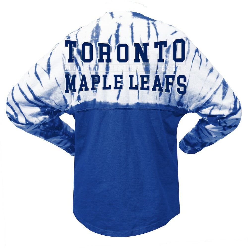 NHL Toronto Maple Leafs Spirit Jersey Unisex Crystal Half Dye Long Sleeve T-Shirt