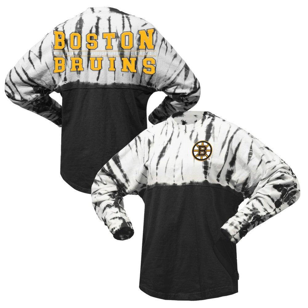 NHL Boston Bruins Spirit Jersey Unisex Crystal Half Dye Long Sleeve T-Shirt