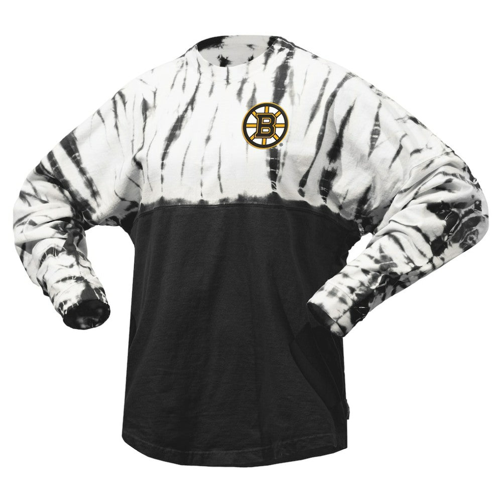 NHL Boston Bruins Spirit Jersey Unisex Crystal Half Dye Long Sleeve T-Shirt