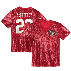 Christian McCaffrey  Women's Player Name & Number V-Neck Fashion Jersey - San Francisco 49ers Jerseys