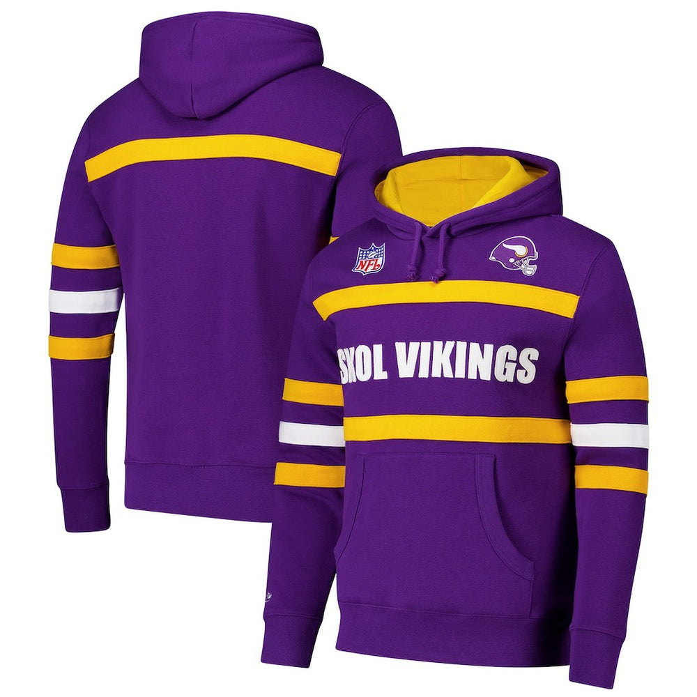 Vintage Logo Head Coach Fleece Pullover Hoodie - Minnesota Vikings Hoodies