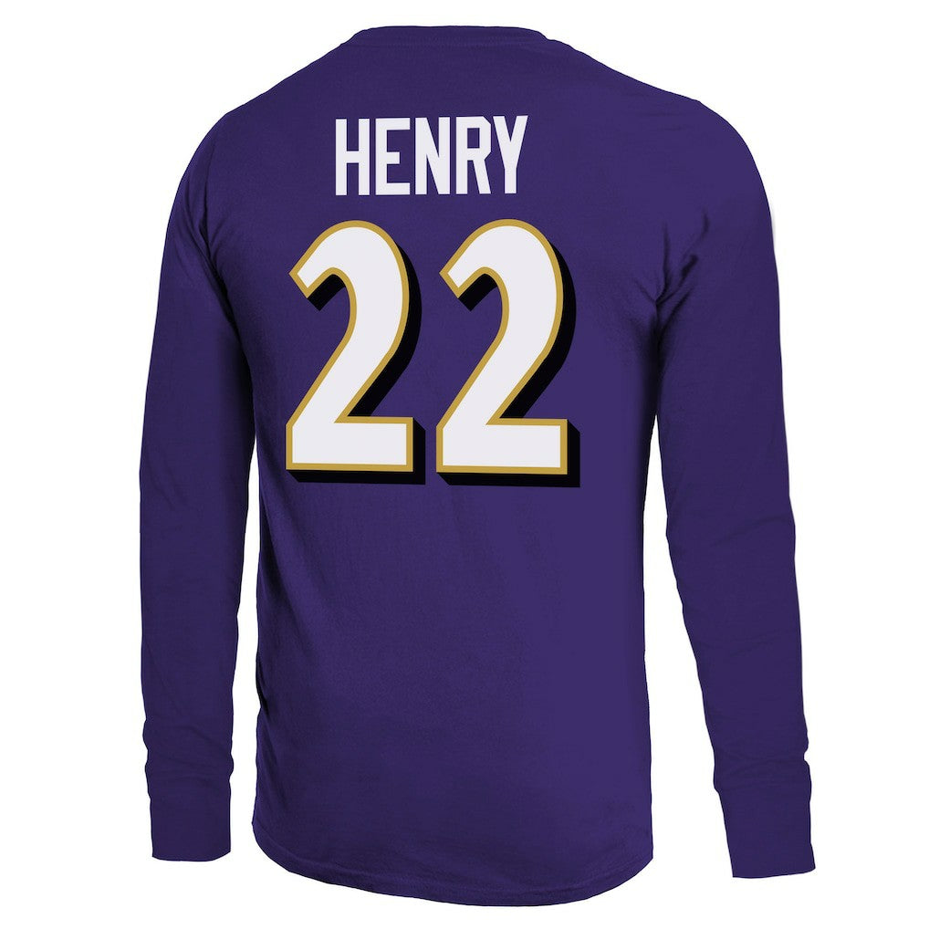 Derrick Henry  Majestic Threads Name & Number Long Sleeve T-Shirt - Baltimore Ravens T-shirts