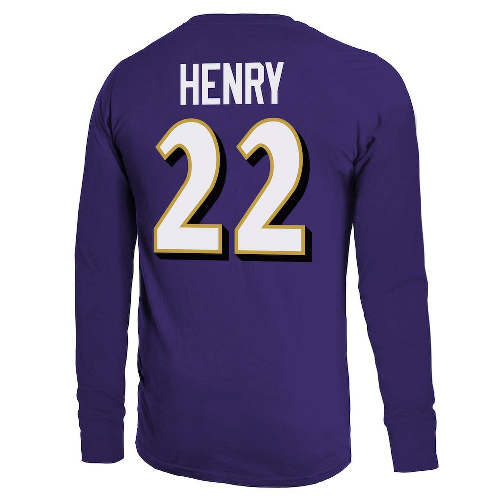 Derrick Henry  Majestic Threads Name & Number Long Sleeve T-Shirt - Baltimore Ravens T-shirts