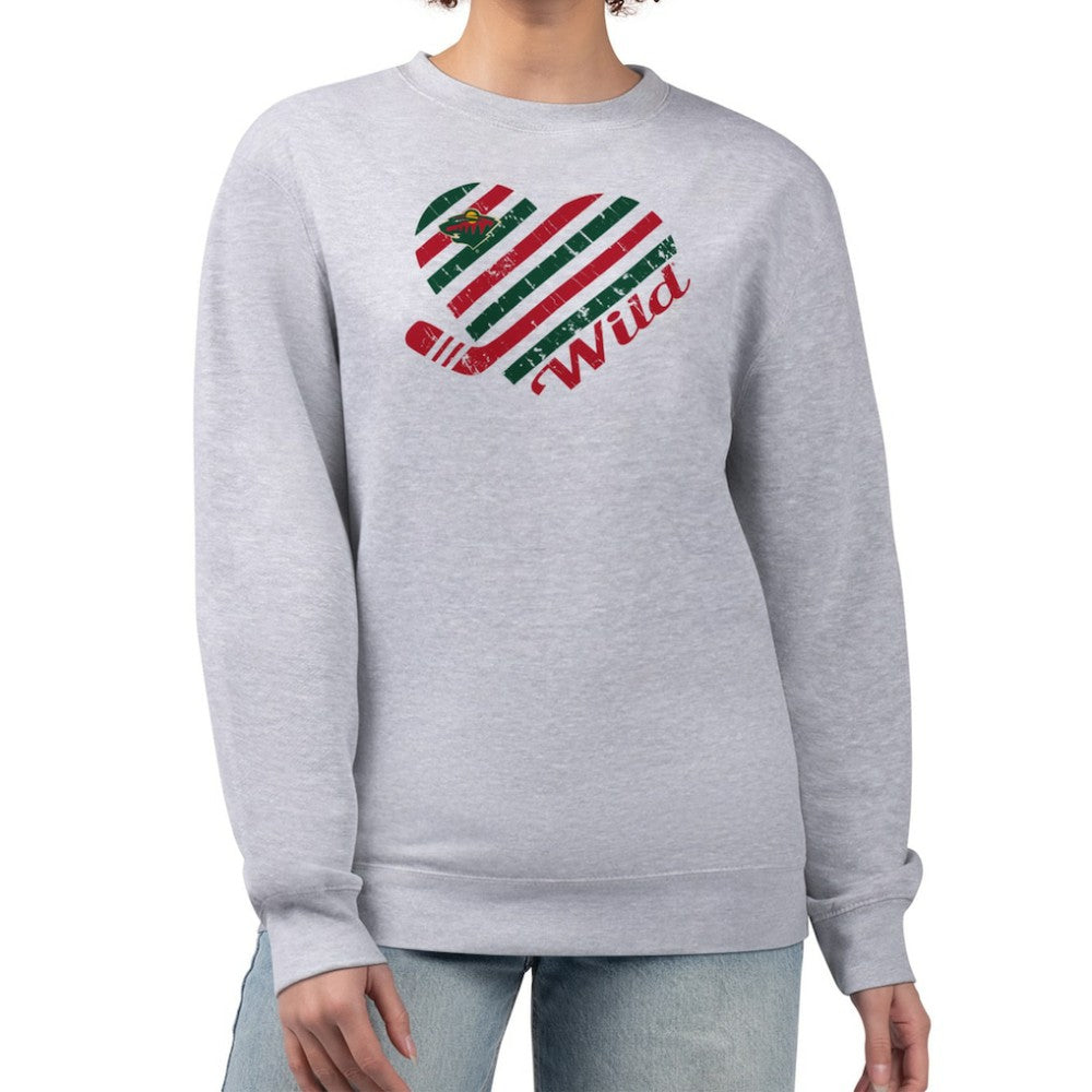 NHL Minnesota Wild G-III 4Her by Carl Banks Women's Heart Graphic Pullover Sweatshirt
