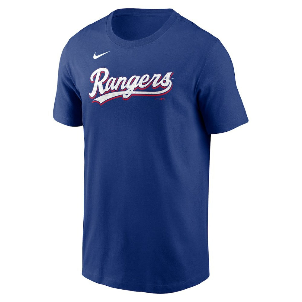 Royal Evan Carter Texas Rangers Nike Fuse Name & Number T-Shirt