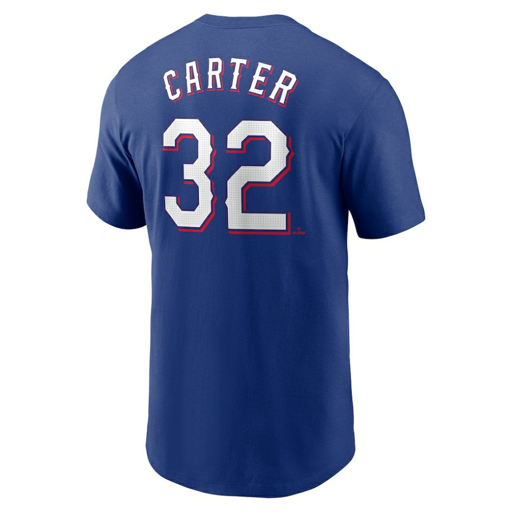 Royal Evan Carter Texas Rangers Nike Fuse Name & Number T-Shirt