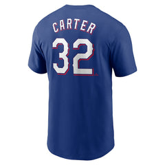 Royal Evan Carter Texas Rangers Nike Fuse Name & Number T-Shirt