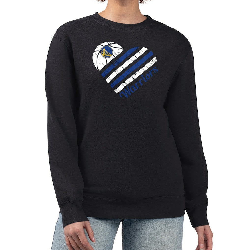 Golden State Warriors G-III 4Her by Carl Banks Women's Heart Graphic Fleece Pullover Sweatshirt sale