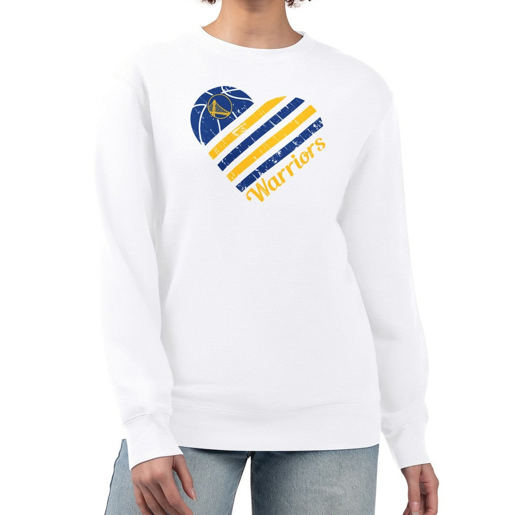 Golden State Warriors G-III 4Her by Carl Banks Women's Heart Graphic Fleece Pullover Sweatshirt sale
