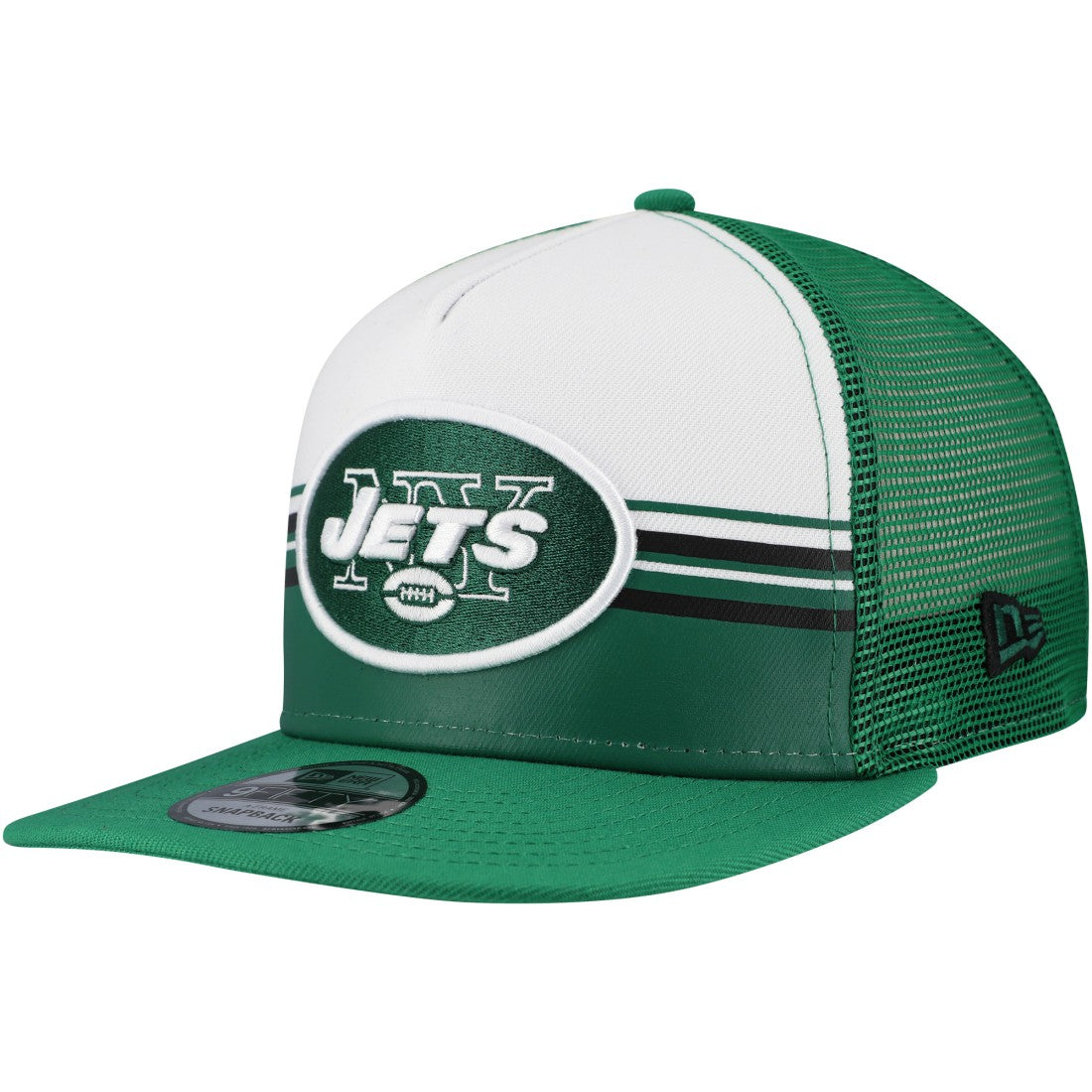 Striped A-Frame 9FIFTY Adjustable Trucker Snapback Hat - New York Jets Hats
