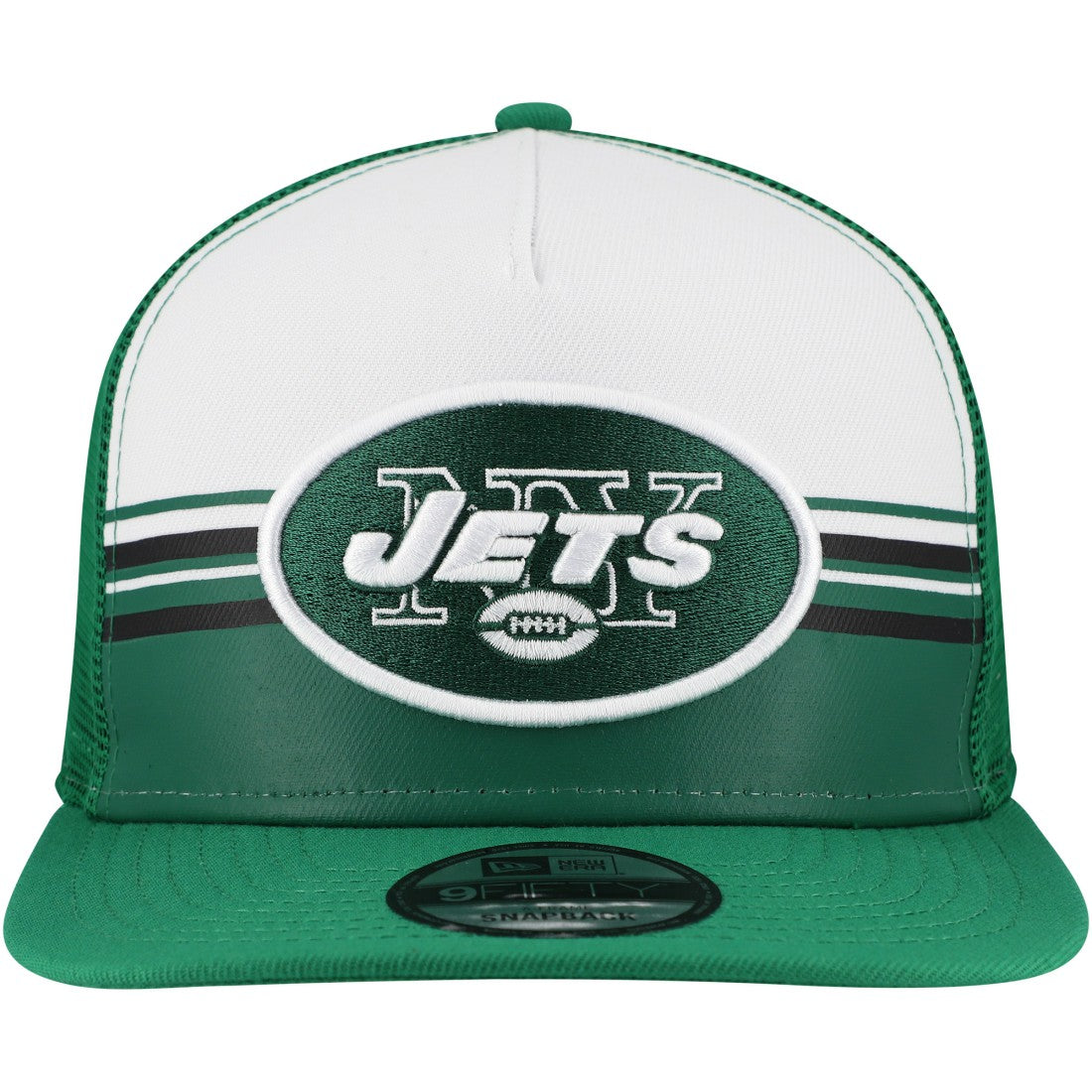 Striped A-Frame 9FIFTY Adjustable Trucker Snapback Hat - New York Jets Hats
