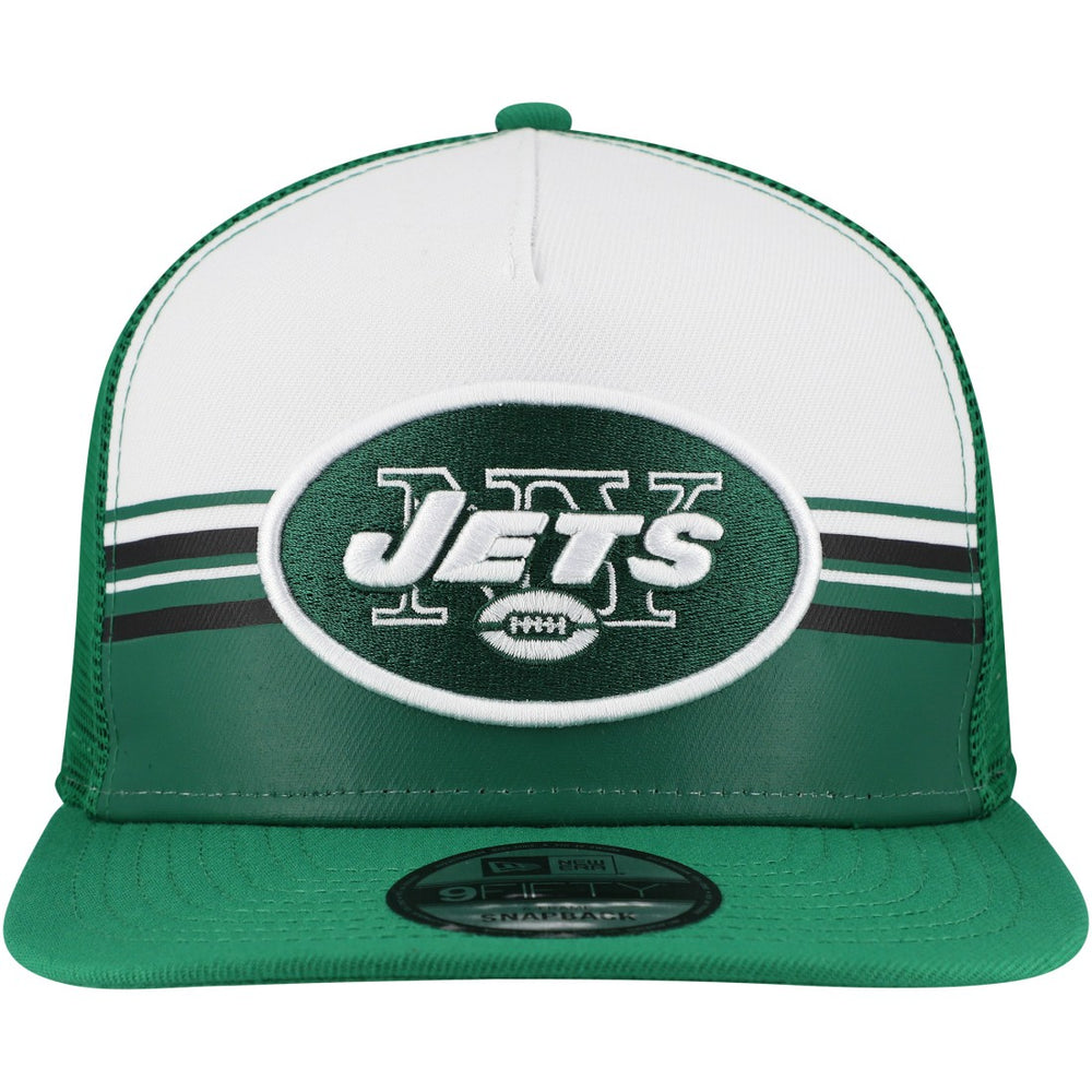 Striped A-Frame 9FIFTY Adjustable Trucker Snapback Hat - New York Jets Hats