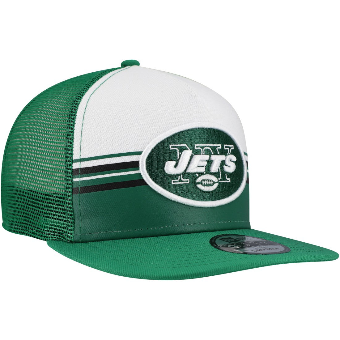 Striped A-Frame 9FIFTY Adjustable Trucker Snapback Hat - New York Jets Hats