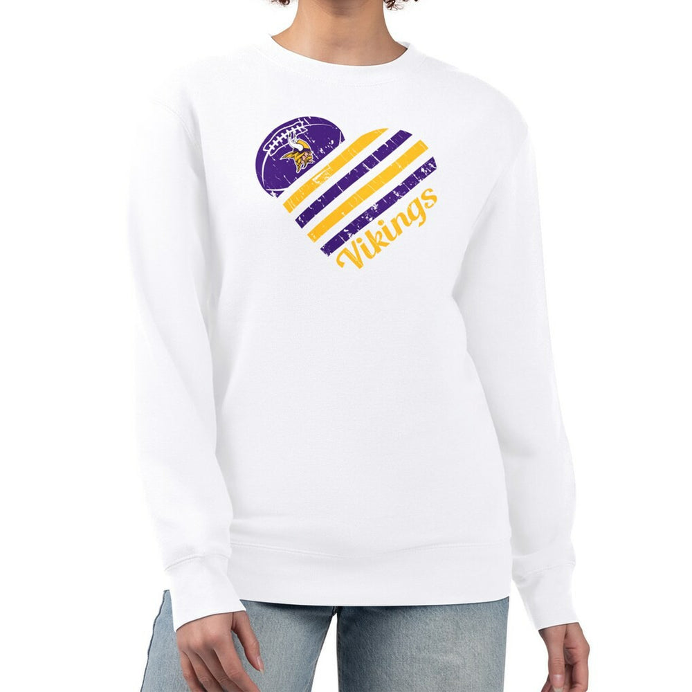 G-III 4Her by Carl Banks Women's Heart Graphic Fleece Pullover Sweatshirt - Minnesota Vikings Pullover