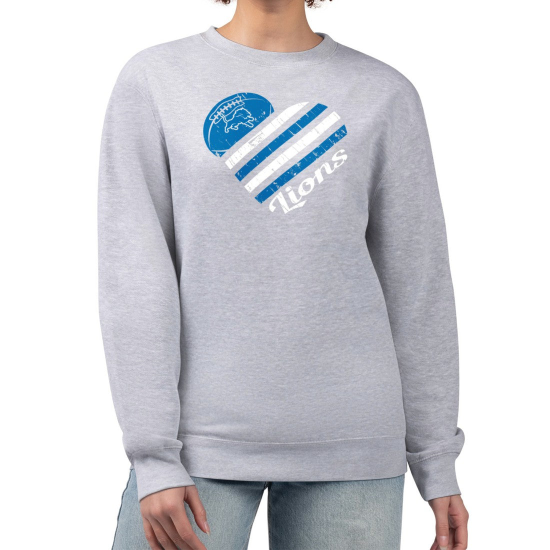 G-III 4Her by Carl Banks Women's Heart Graphic Fleece Pullover Sweatshirt - Detroit Lions Pullover