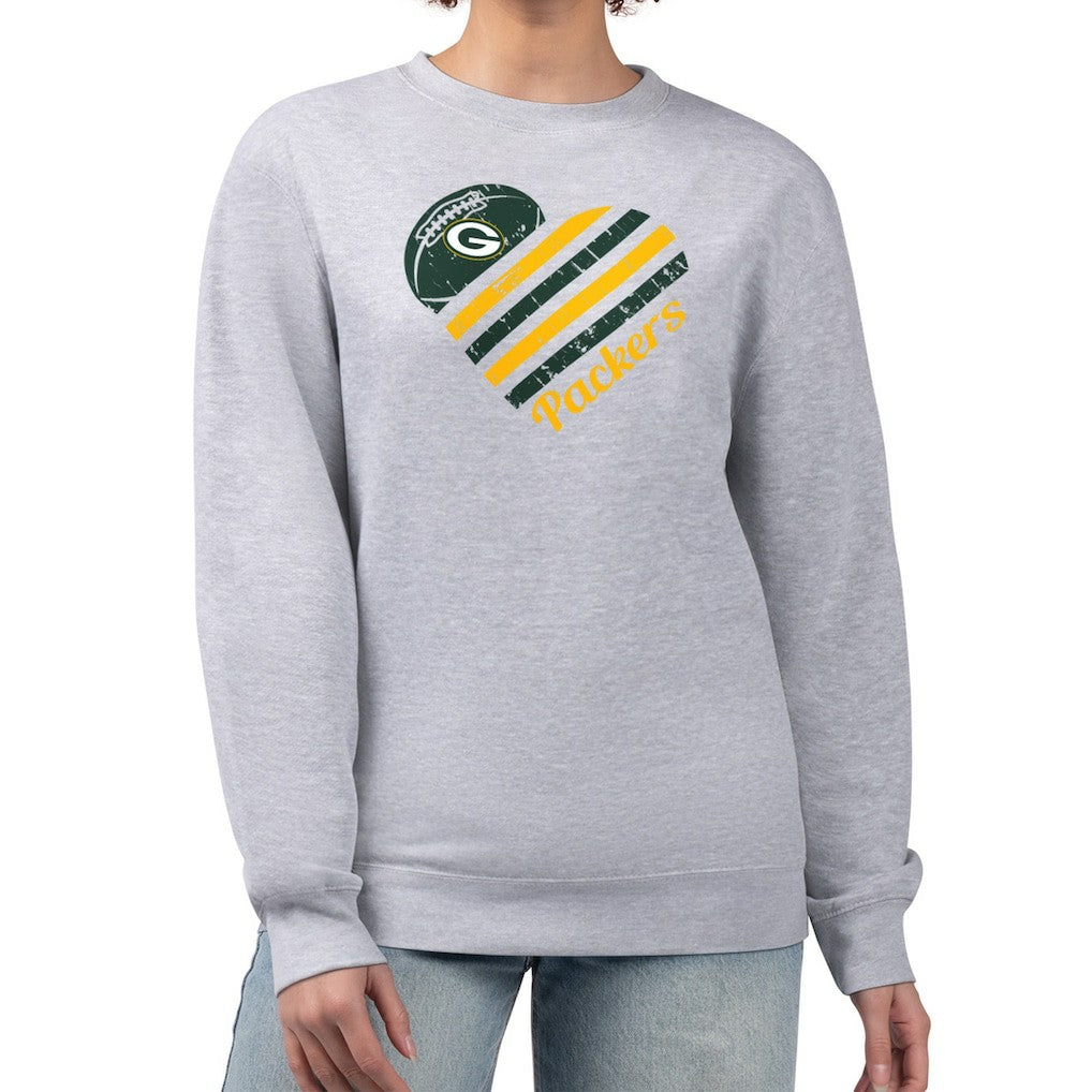 G-III 4Her by Carl Banks Women's Heart Graphic Fleece Pullover Sweatshirt - Green Bay Packers Pullover