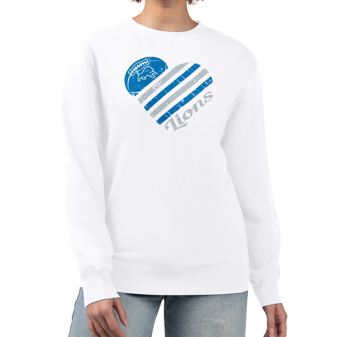 G-III 4Her by Carl Banks Women's Heart Graphic Fleece Pullover Sweatshirt - Detroit Lions Pullover