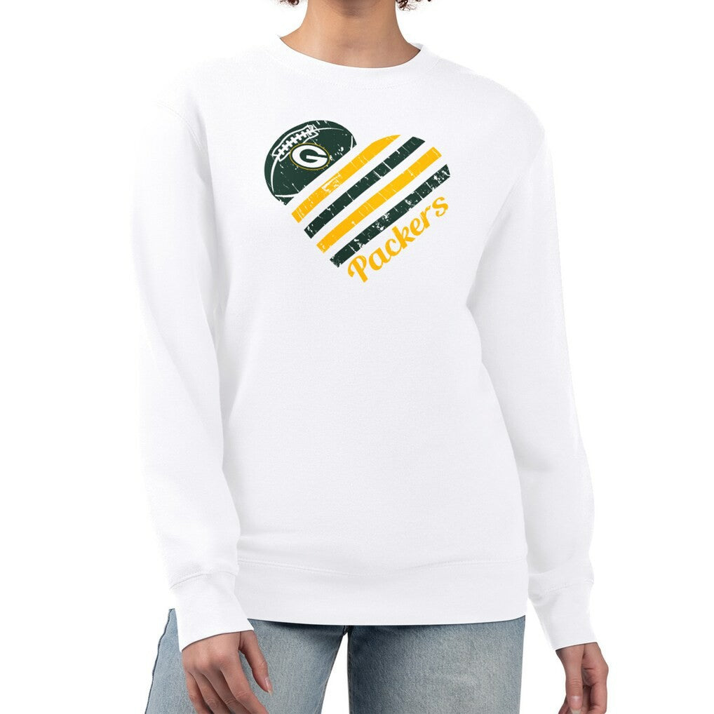 G-III 4Her by Carl Banks Women's Heart Graphic Fleece Pullover Sweatshirt - Green Bay Packers Pullover