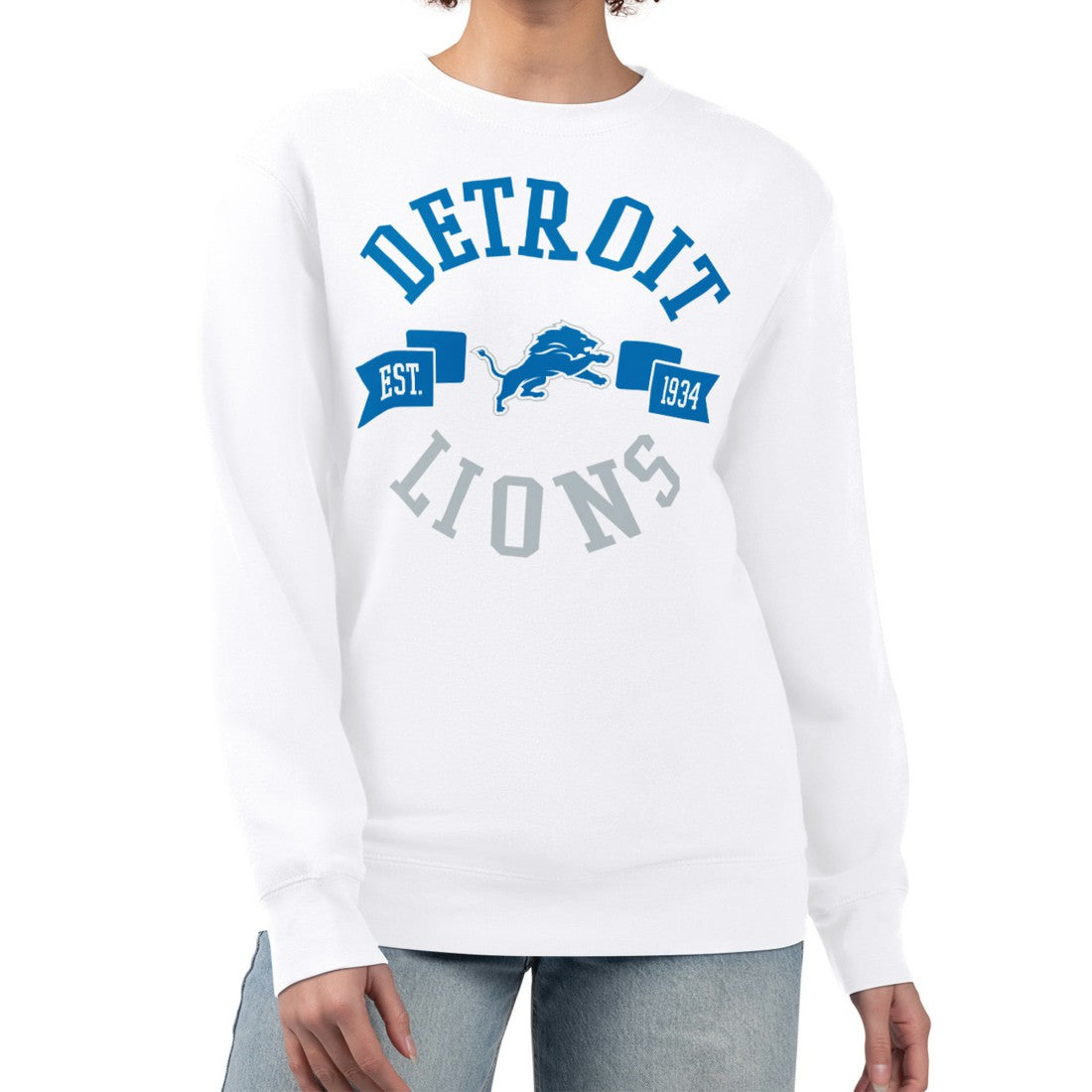 G-III 4Her by Carl Banks Women's Large Team Graphic Fleece Pullover Sweatshirt - Detroit Lions Pullover