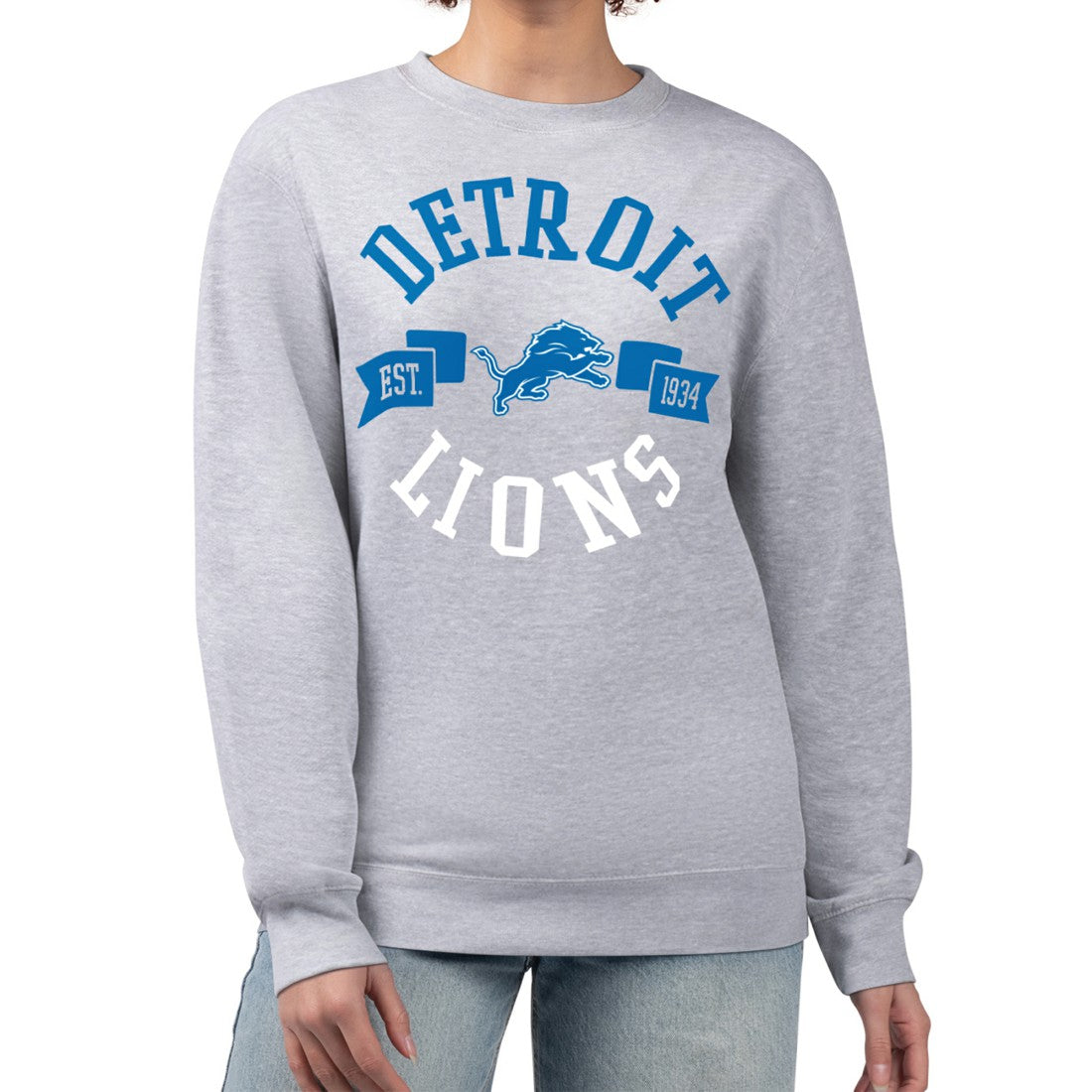 G-III 4Her by Carl Banks Women's Large Team Graphic Fleece Pullover Sweatshirt - Detroit Lions Pullover