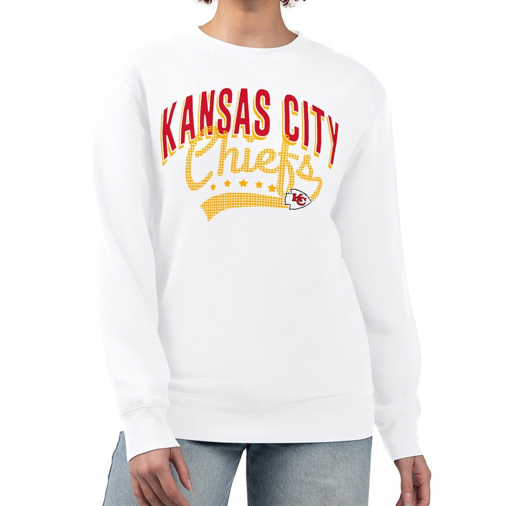 G-III 4Her by Carl Banks Women's Filigree Logo Graphic Fleece Pullover Sweatshirt - Kansas City Chiefs Pullover