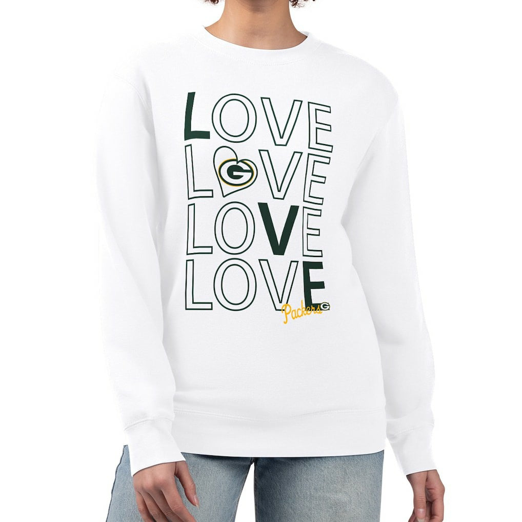 G-III 4Her by Carl Banks Women's Lots of Love Graphic Fleece Pullover Sweatshirt - Green Bay Packers Pullover