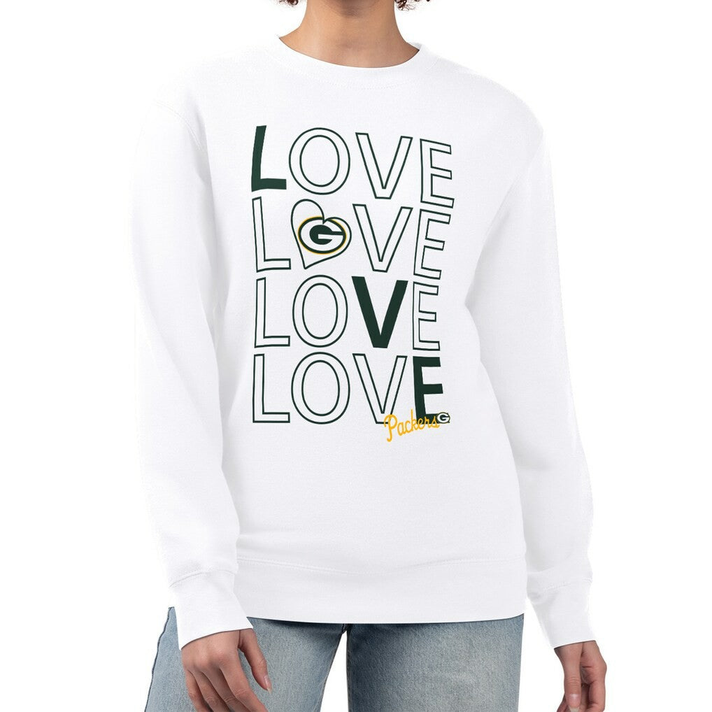 G-III 4Her by Carl Banks Women's Lots of Love Graphic Fleece Pullover Sweatshirt - Green Bay Packers Pullover