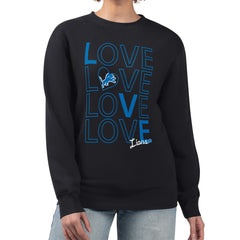 G-III 4Her by Carl Banks Women's Lots of Love Graphic Fleece Pullover Sweatshirt - Detroit Lions Pullover