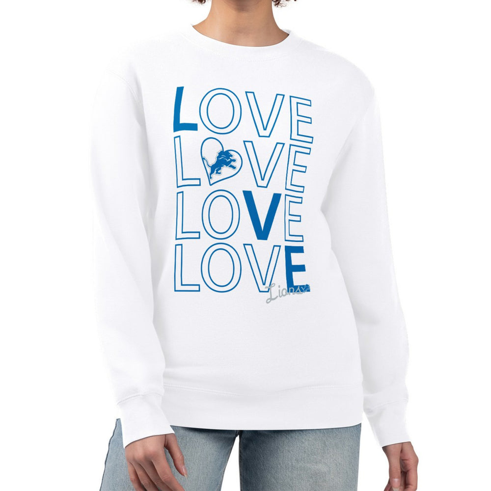 G-III 4Her by Carl Banks Women's Lots of Love Graphic Fleece Pullover Sweatshirt - Detroit Lions Pullover