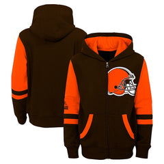 Youth Stadium Color-Block Full-Zip Hoodie - Cleveland Browns Hoodies